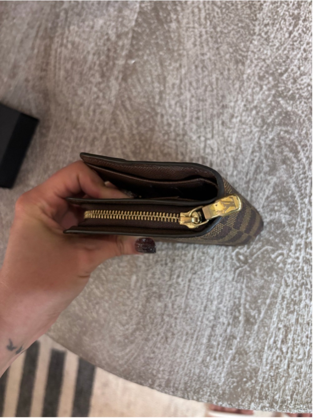 Women's Louis Vuitton Damier Ebene Wallet One Size Brown Gold - Picture 6 of 10